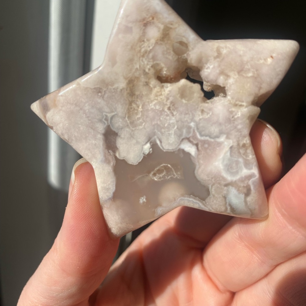 Flower Agate Star with Druzy - Picture 5 of 9